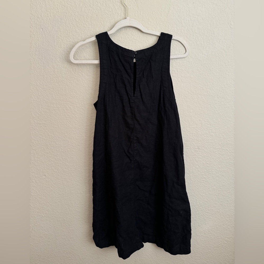 Black linen sheath dress